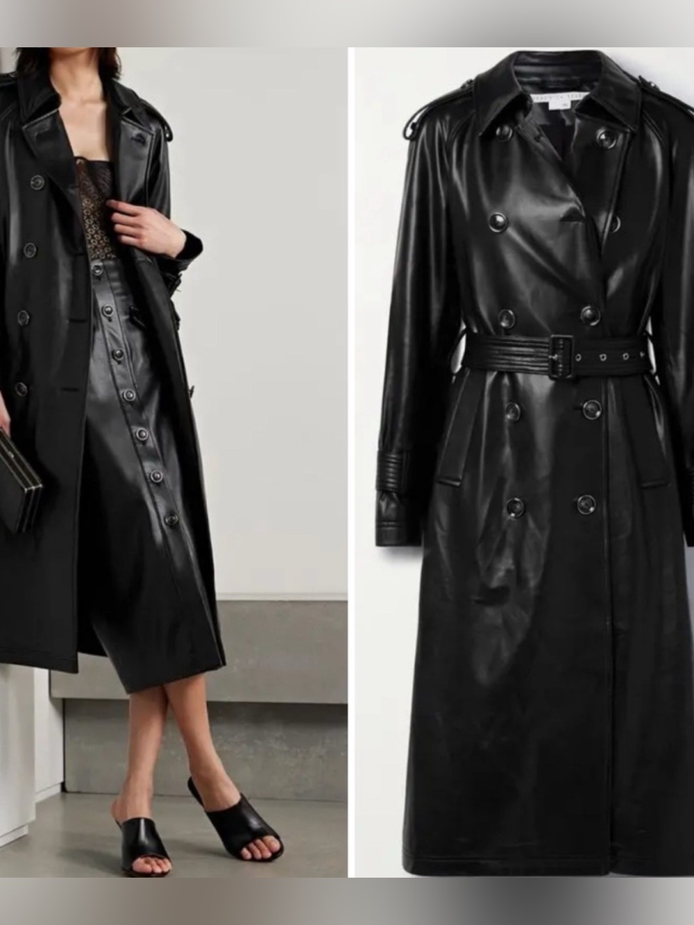 Veronica Beard Connelly faux black leather trench coat NWT